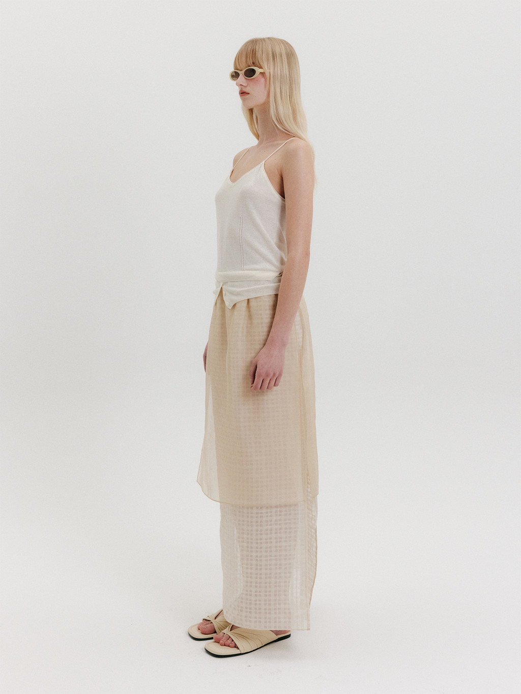 Organza Layered Long Skirt - Cream : EENK SHOP