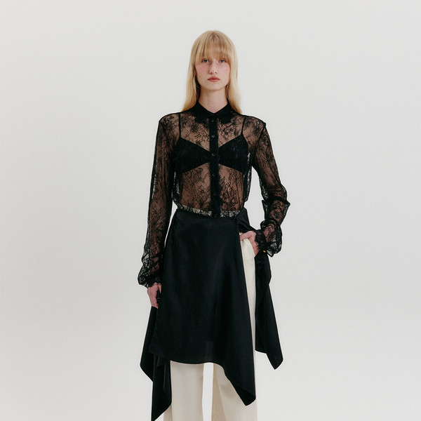 Unbalanced Wrap Skirt - Black : EENK SHOP