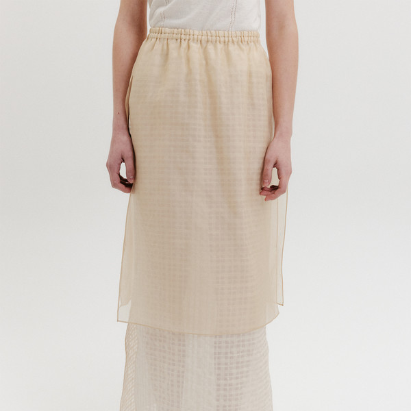 ★EENK★ Organza Layered Long Skirt Organza Layered Long Skirt - Cream : EENK SHOP