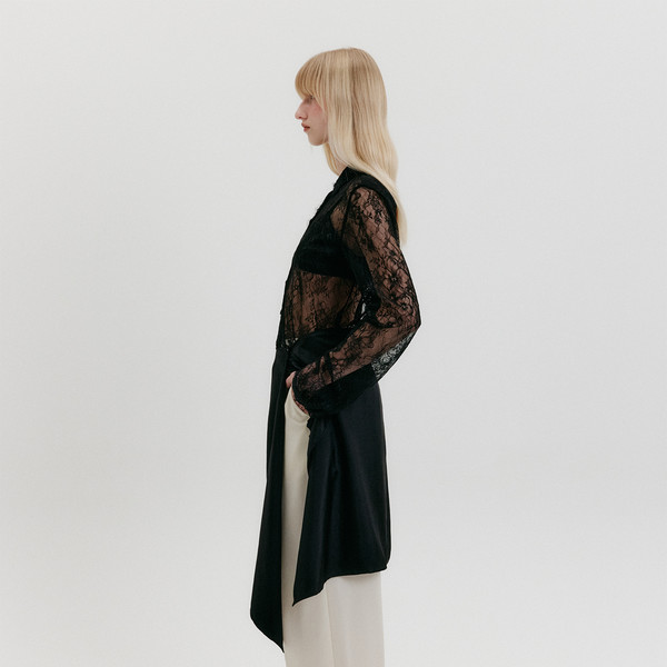 Unbalanced Wrap Skirt - Black : EENK SHOP