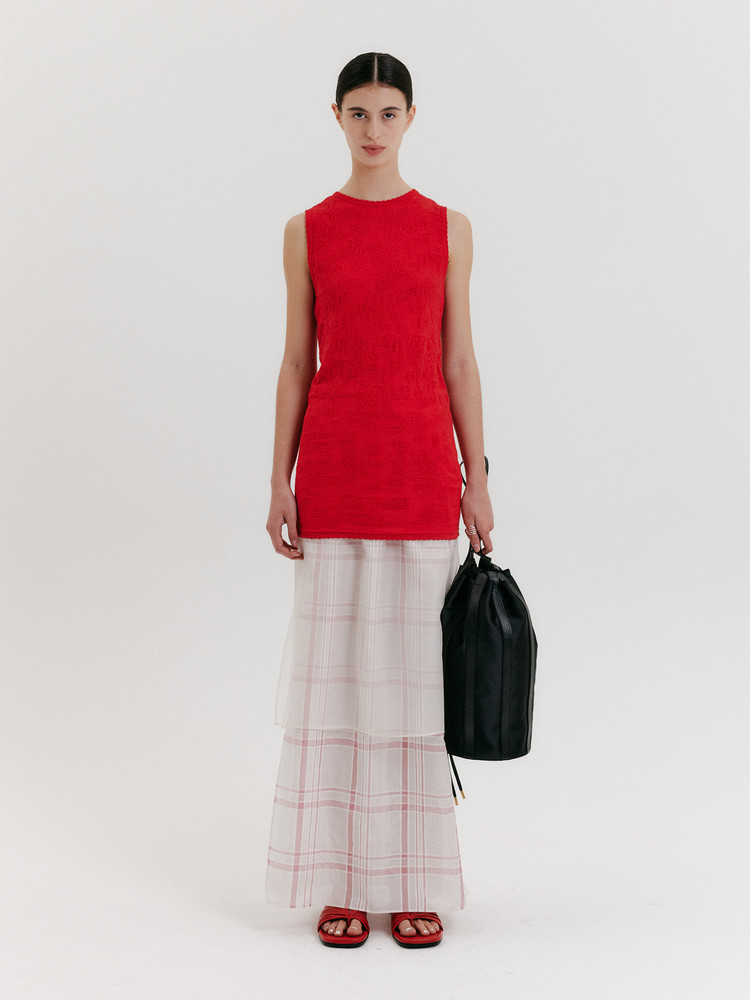 Organza Layered Long Skirt - Cream : EENK