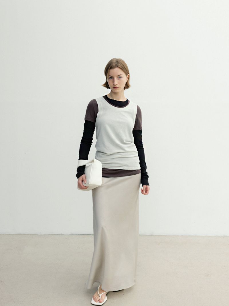 【MONOHA】Sheer Long Skirt 4 Colors WEAIXIMIUNG Summer Women's Solid Color Chiffon Skirt Women's