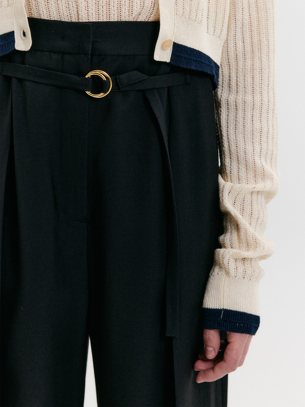 EENK BELTED TUCK PANTS インク ベルトタック パンツ BLACK Belted Tuck Pants - Black : EENK SHOP