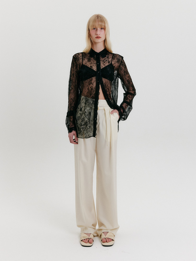 Belted Tuck Pants - Black : EENK