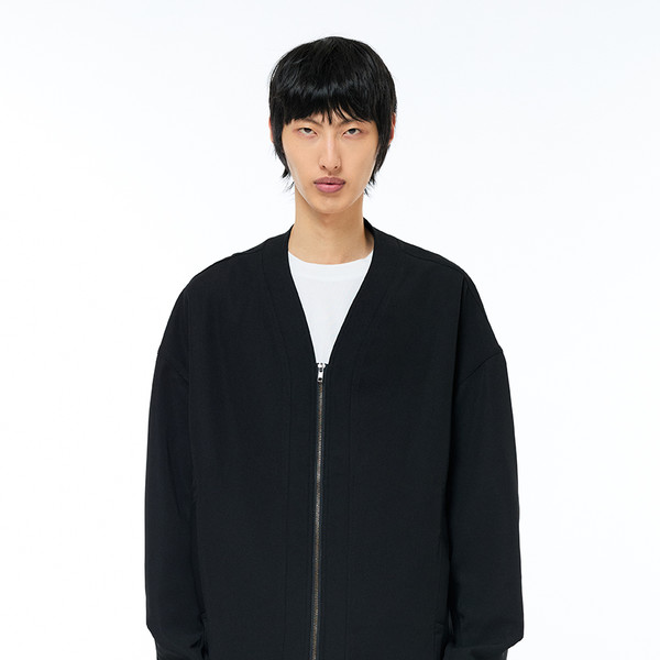 【美品】 COLLARLESS SHORT SLEEVE JACKET Curved Cut Collarless Jacket [Black] (ZAG1JP104BK) : ZENSAI