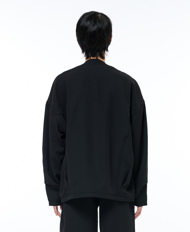 Curved Cut Collarless Jacket [Black] (ZAG1JP104BK) : ZENSAI