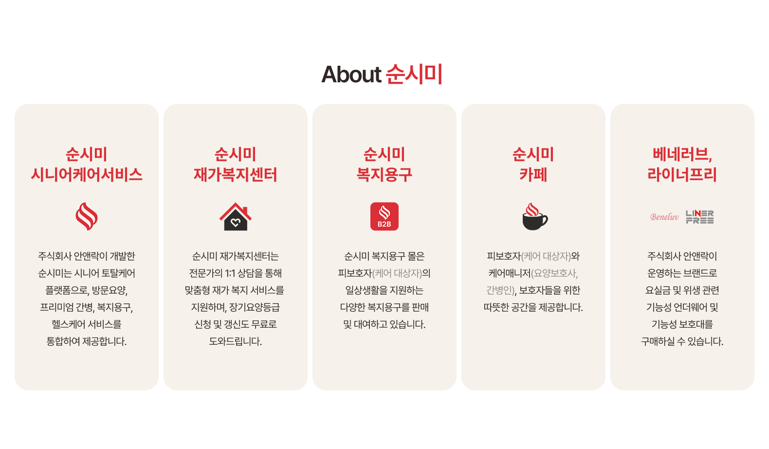순시미 SOONSEEME 안앤락 시니어케어서비스 재가복지센터 복지용구 순시미카페 베네러브 라이너프리