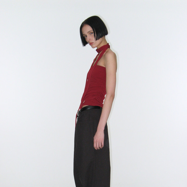 Eyelet R Pocket Curved Pants - Black : 락케이크 Rock Cake
