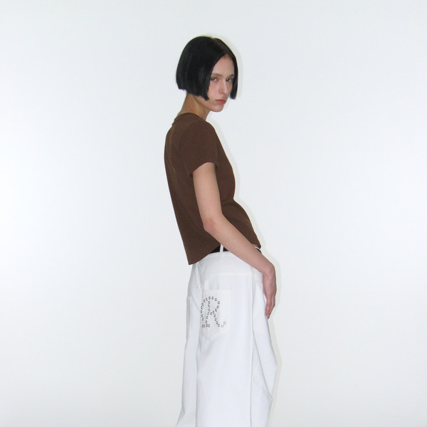 Eyelet R Pocket Curved Pants - White : 락케이크 Rock Cake