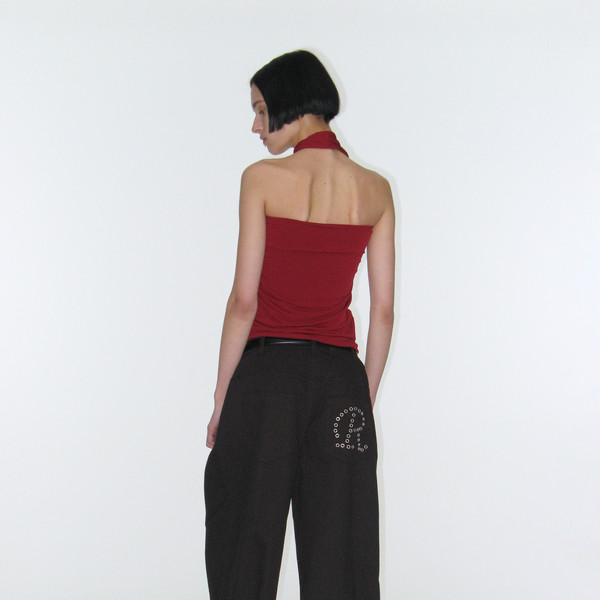 ★ROCKCAKE★ EYELET R POCKET CURVED PANTS Eyelet R Pocket Curved Pants - Black : 락케이크 Rock Cake