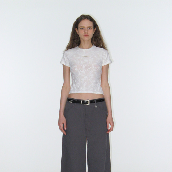 Eyelet R Pocket Curved Pants - Charcoal : 락케이크 Rock Cake