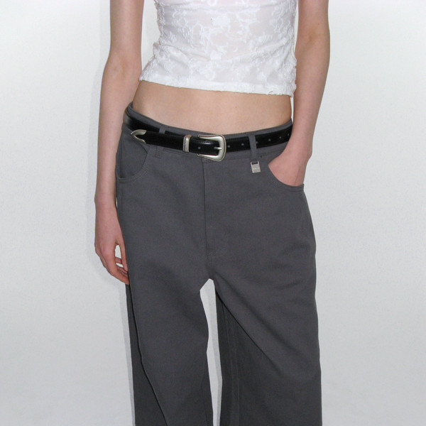 ★ROCKCAKE★ EYELET R POCKET CURVED PANTS 락케이크(ROCKCAKE) Eyelet R Pocket Curved Pants - White