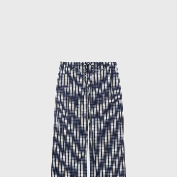 パンツ MONOHA : 25SS / Crisp check banding pants (navy) Exclusive] Crisp check banding pants (navy) : MONOHA