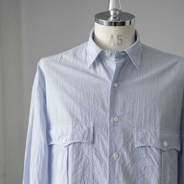 Porter Classic [포터 클래식] - Roll Up Stripe Shirt - Blue