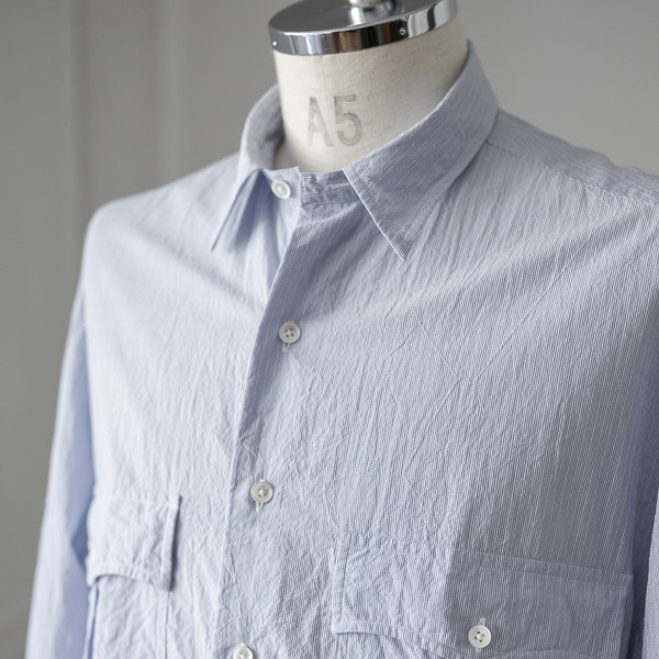 Porter Classic [포터 클래식] - Roll Up Stripe Shirt - Blue