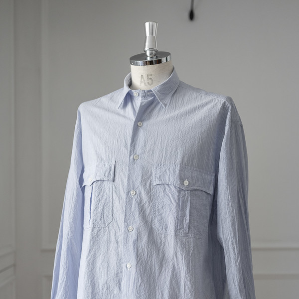 Porter Classic [포터 클래식] - Roll Up Stripe Shirt - Blue