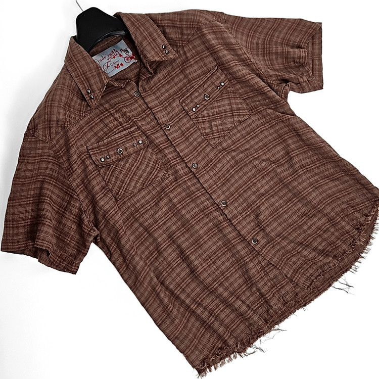 シャツ [GAKIHARA] KARIYA VINTAGE CHECK SHIRTS Kariya western vintage cut check shirts (red brown