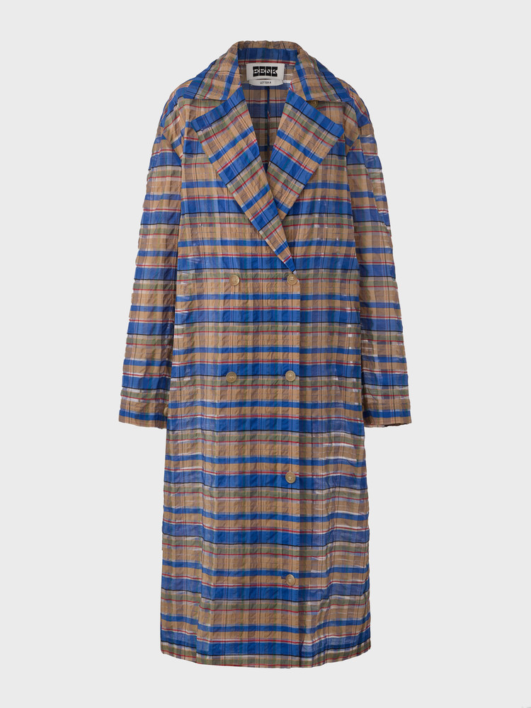 EENK◆Multi Check Tied Long Coat Multi color◆新商 Multi Check Tied Long Coat - Multi : EENK