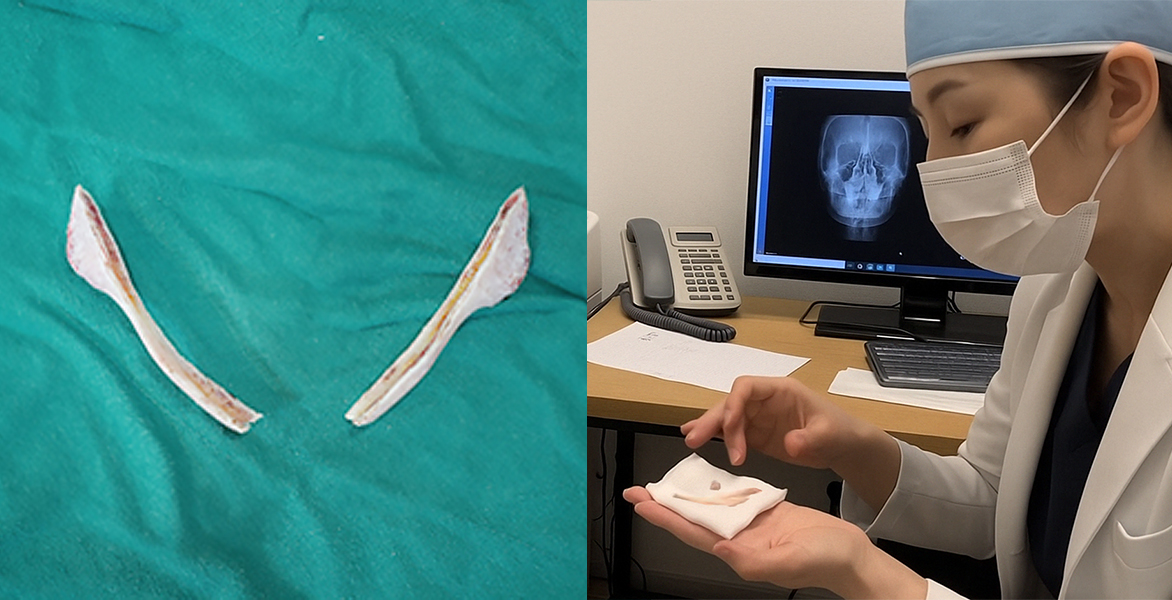 절제한 본인의 얼굴뼈 직접 확인