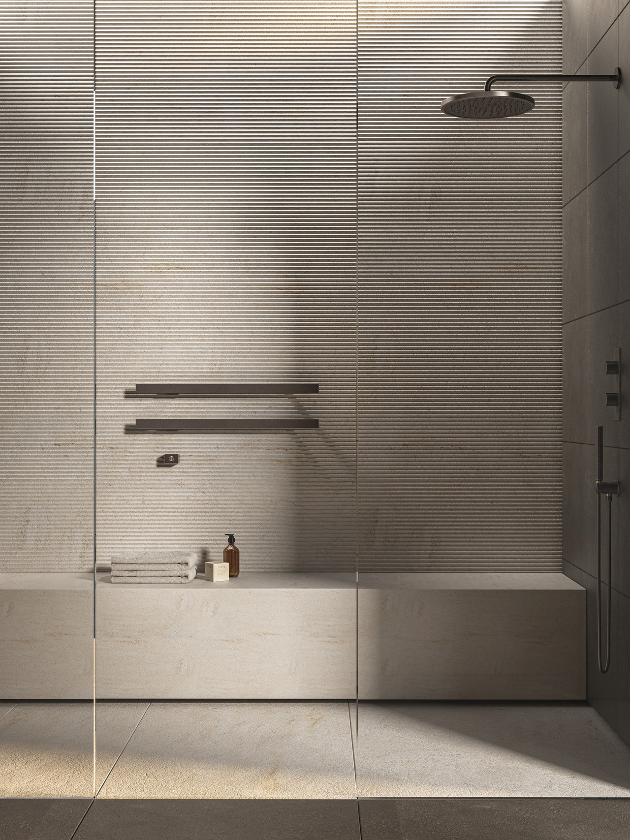 <br><p align="left">Setting: walk-in shower of a SPA<br>Finish: Matt Black Nickel</p>