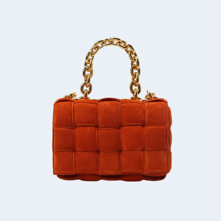 보테가 베네타 체인 스웨이드 숄더백 오렌지