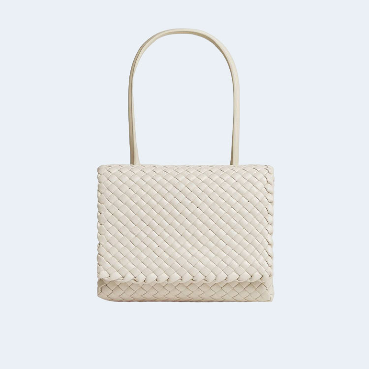 보테가 베네타 초크 패티 탑 핸들백 베이지