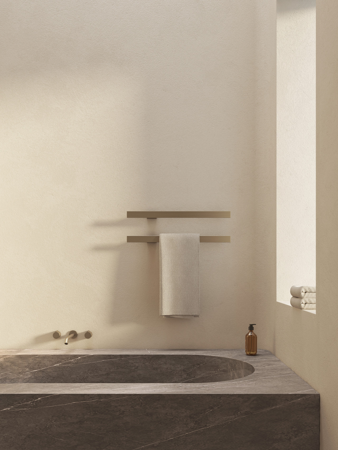 <br><p align="left">Setting: bathtub of a residence<br>Finish: Matt Brushed Brass</p>