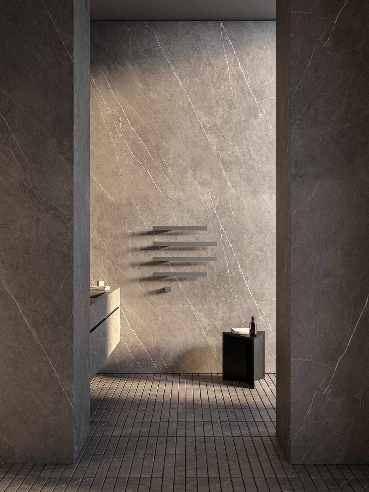 <br><p align="left">Setting: bathroom of a private residence<br>Finish: Matt Brushed Nickel</p>