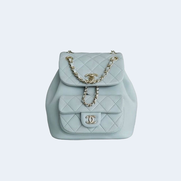 샤넬 원 포켓 듀마 백팩 스몰 램스킨 스카이블루