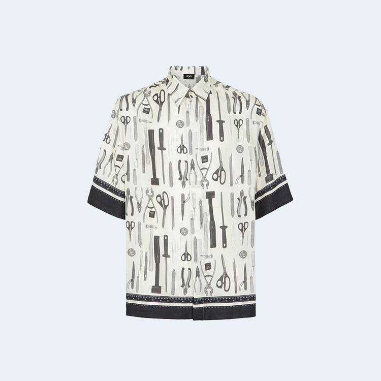 펜디 화이트 실크 셔츠