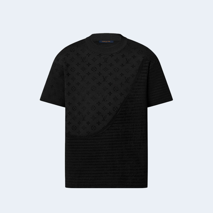 루이비통 그래픽 자카드 쇼트 슬리브드 크루넥 1AHCMP