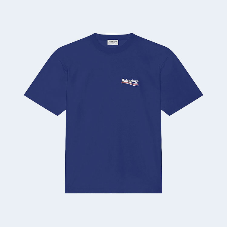 발렌시아가 폴리티컬 캠페인 라지 핏 티셔츠 블루