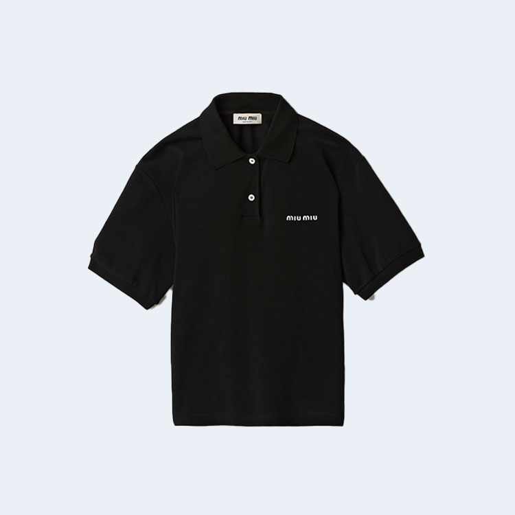 미우미우 코튼 피케 폴로 셔츠 블랙