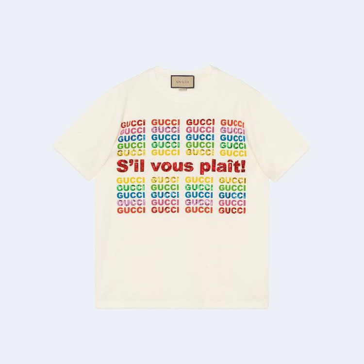 구찌 코튼 저지 티셔츠 베이지 717422