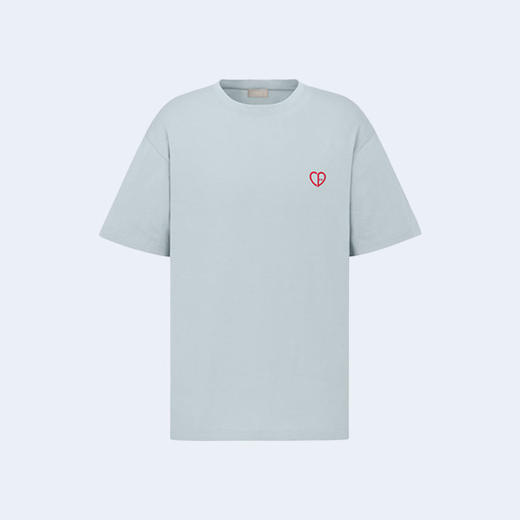 디올 CD Heart 캐주얼 핏 티셔츠 스카이블루