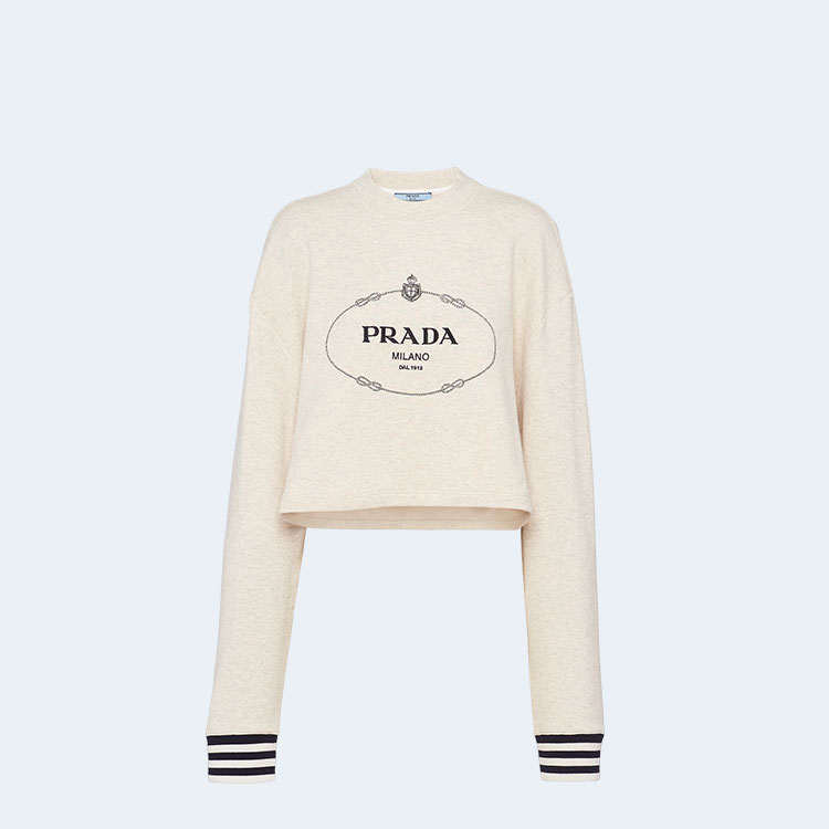 프라다 오버사이즈 코튼 플리스 스웨트셔츠