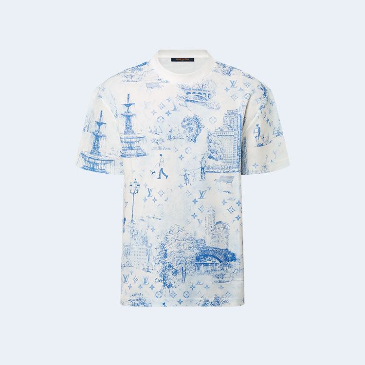 루이비통 프린트 코튼 피케 티셔츠