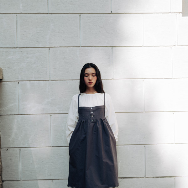 【MONOHA】Drawstring Maxi Long Dress White Drawstring maxi long dress (white) : MONOHA