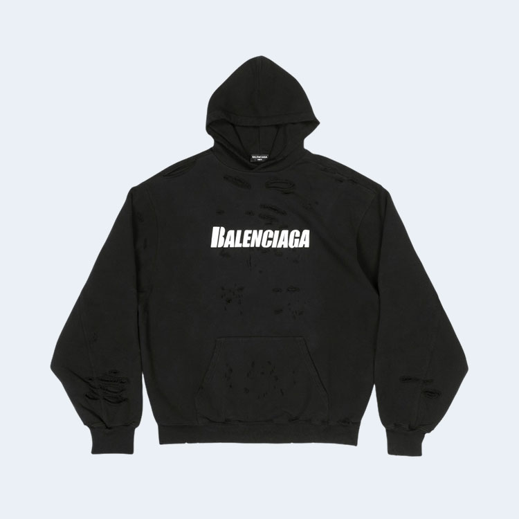 발렌시아가 캡 디스트로이드 후드 블랙