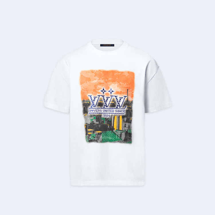 루이비통 엠벨리시드 그래픽 코튼 티셔츠 1AHCKN