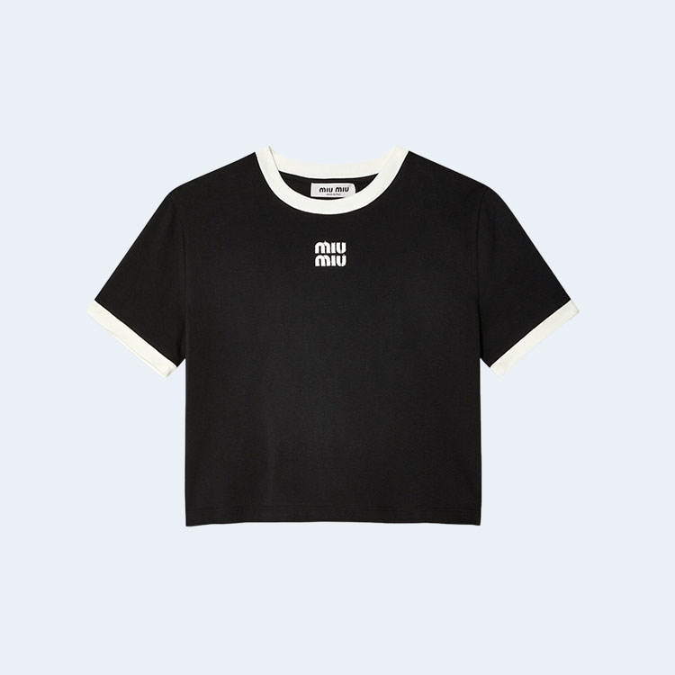 미우미우 코튼 저지 티셔츠