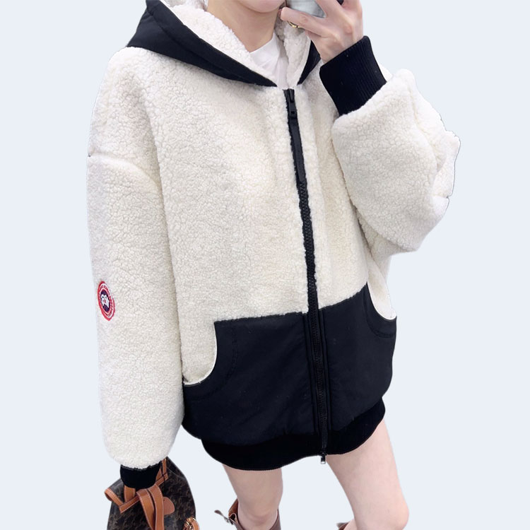 캐나다구스 오버사이즈 플리스 후디 아이보리