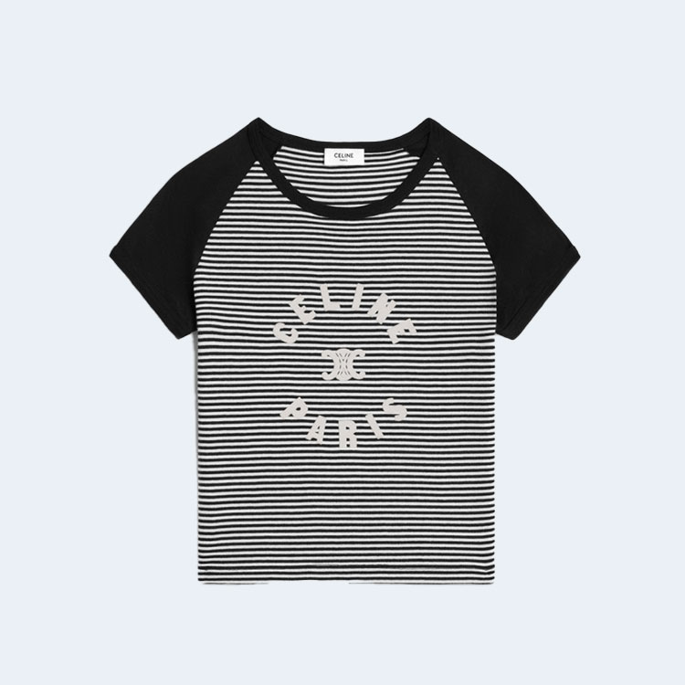 셀린느 스트라이프 트리옹프 티셔츠 코튼 저지