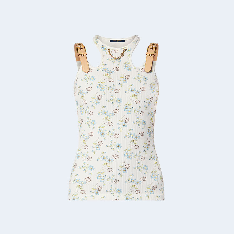 루이비통 플로럴 프린트 아일릿 벨트 탱크 톱 1AFGRK