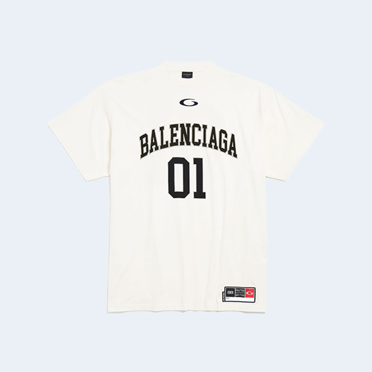 발렌시아가 바스켓볼 오버사이즈 티셔츠 화이트