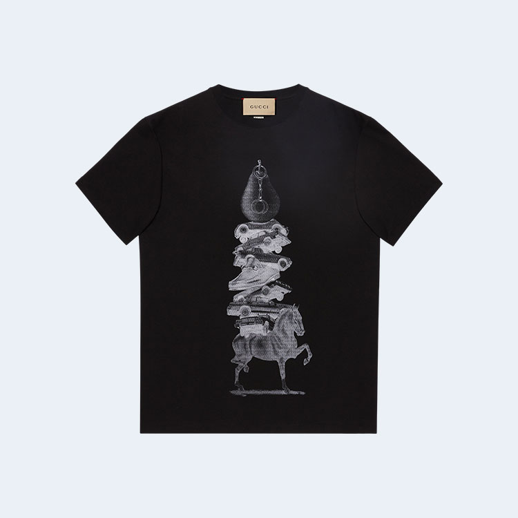 구찌 코튼 저지 프린트 티셔츠