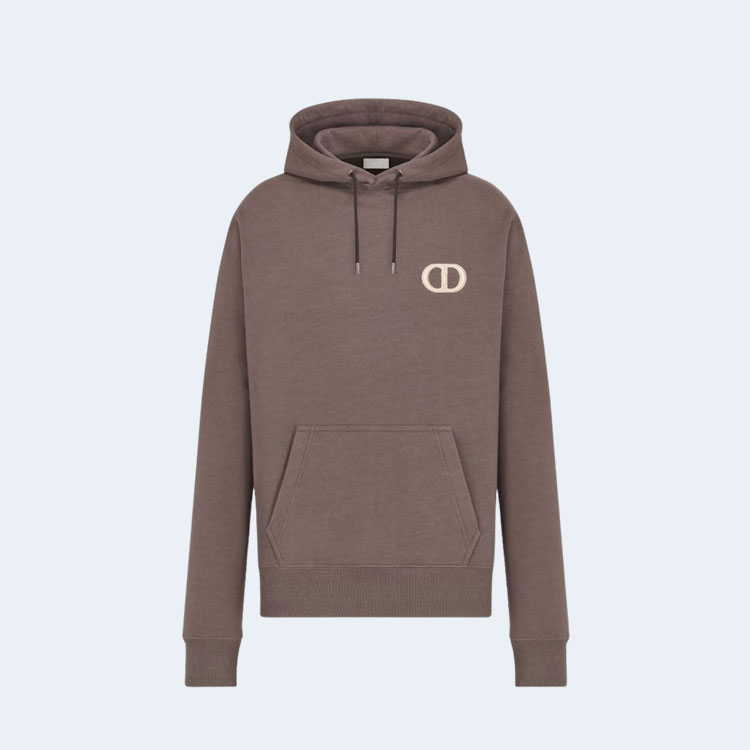 디올 CD 아이콘 후드 스웨트셔츠 브라운