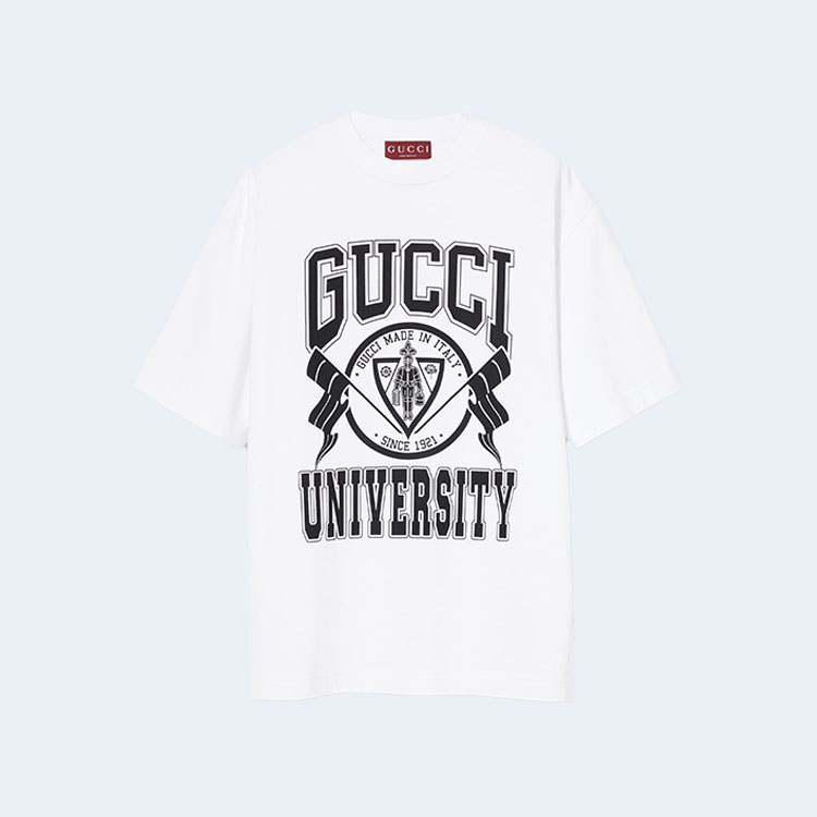 구찌 코튼 저지 프린트 티셔츠 화이트