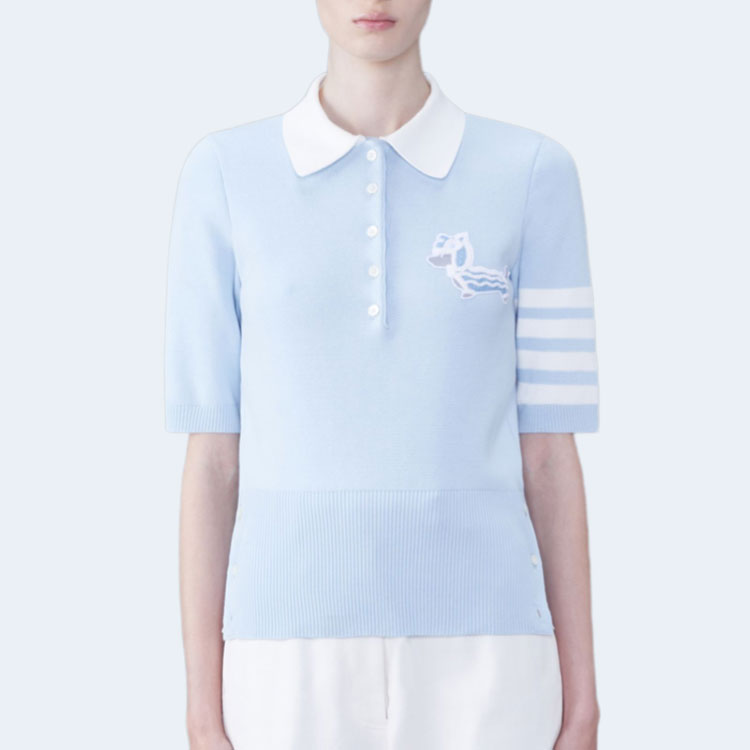 톰브라운 코튼 밀라노 4-바 드래곤 헥터 폴로 셔츠