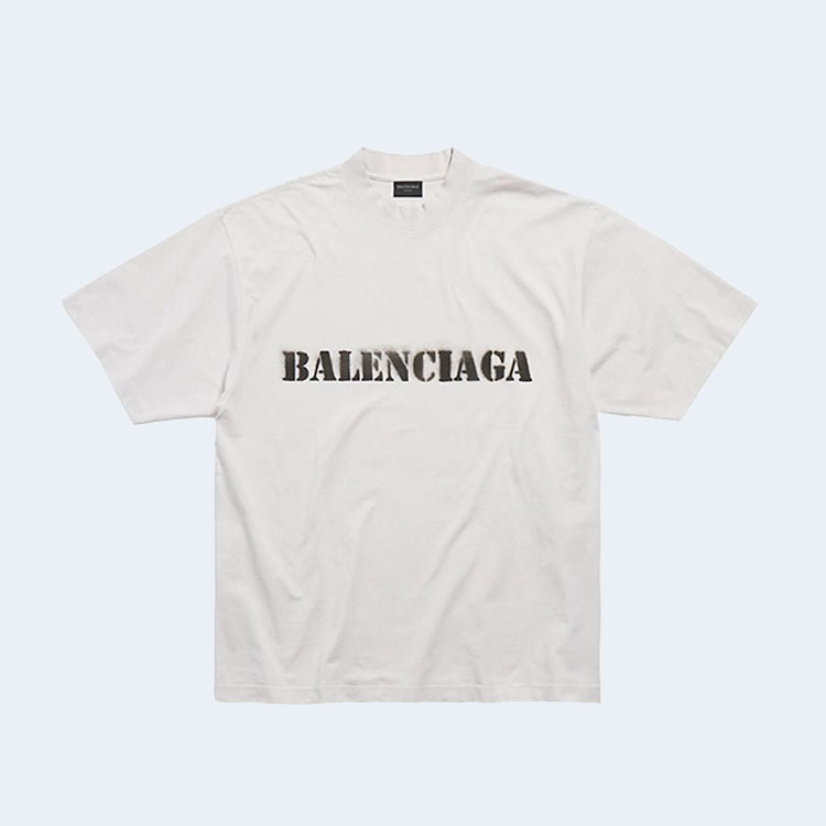 발렌시아가 스탠실 타입 미디움 핏 티셔츠 화이트